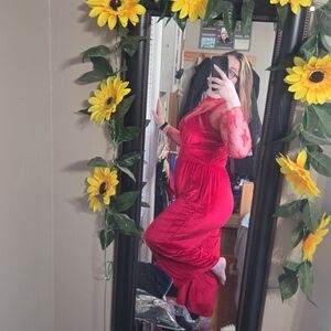 Red Lace Jumpsuit